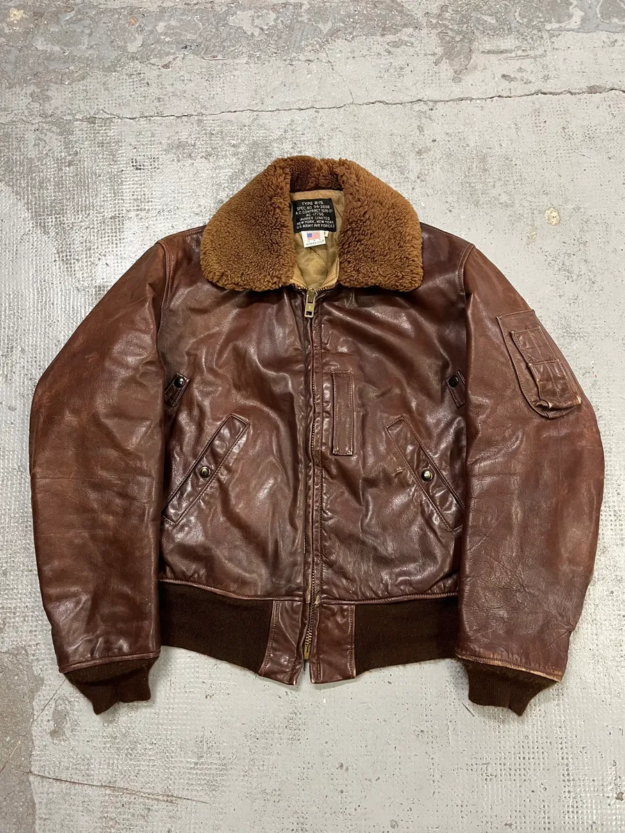 1980s Avirex Shearling Brown Leather Bomber Jacket