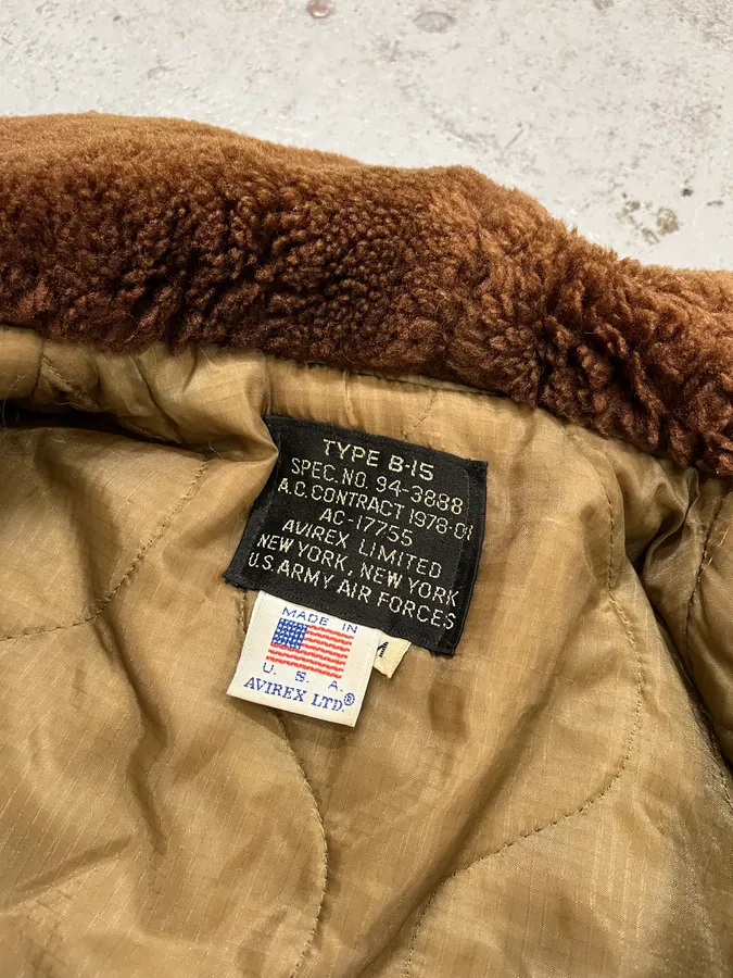 1980s Avirex Shearling Brown Leather Bomber Jacket - Image 9