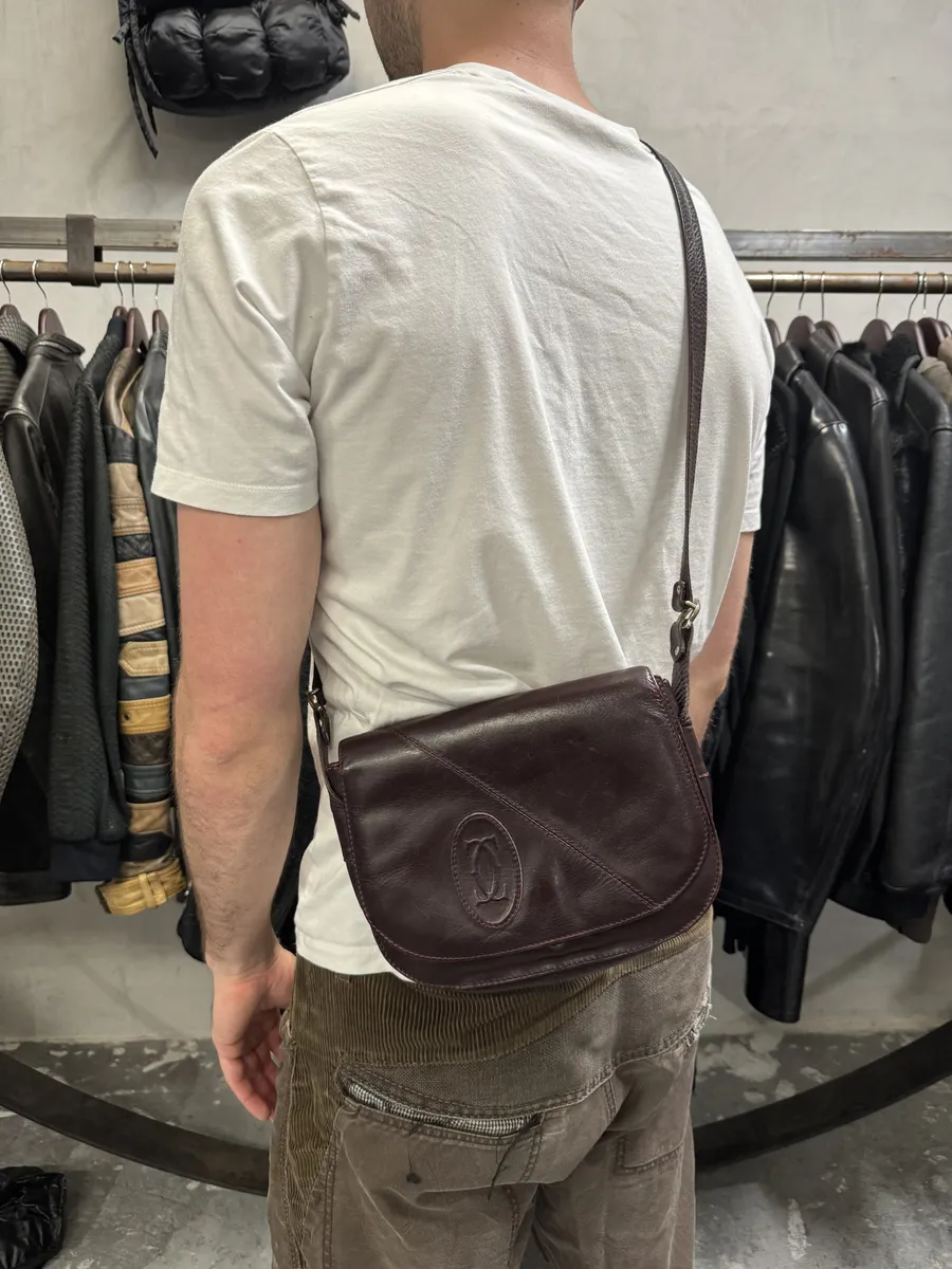 1980s Cartier Burgundy Leather Shoulder Bag - Image 5