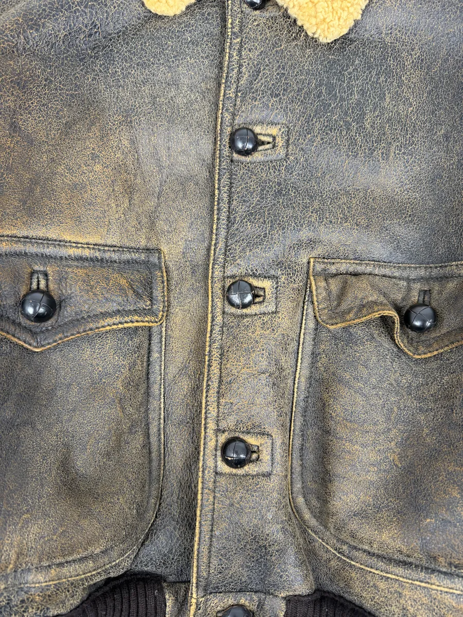 1980s Emporio Armani Brown Eroded Shearling Leather Jacket - Image 13