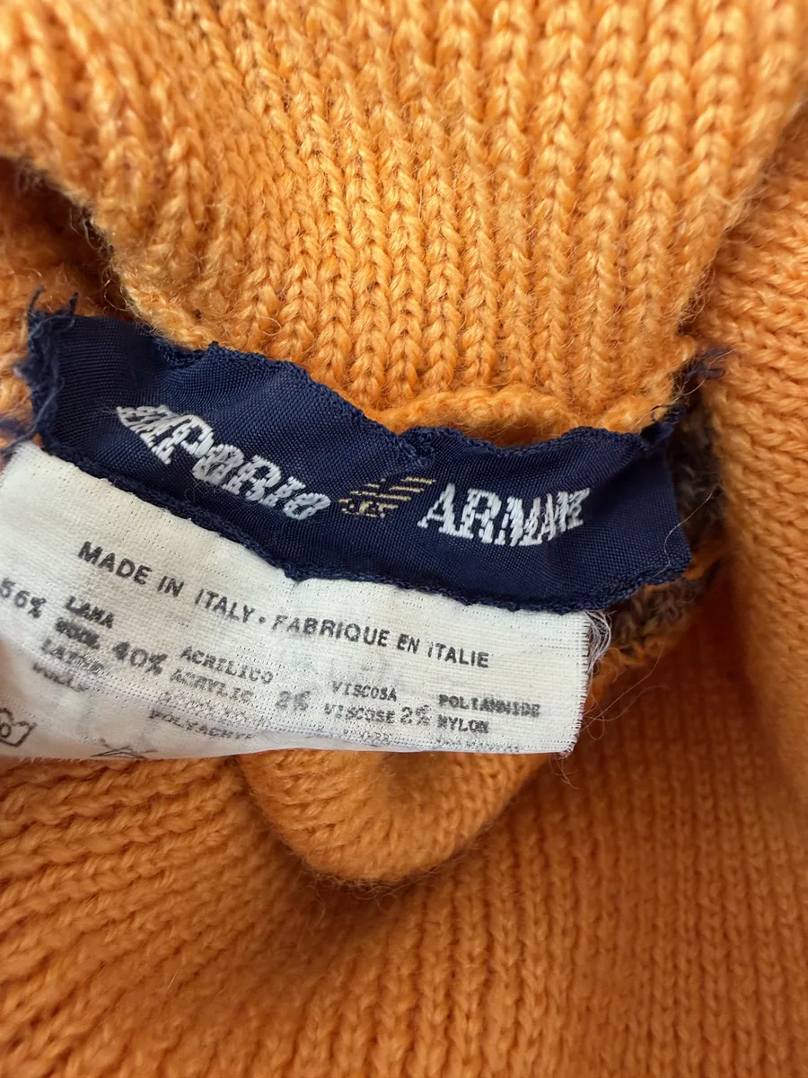 1980s Emporio Armani Orange & Grey Wool Turtleneck Sweater - Image 7