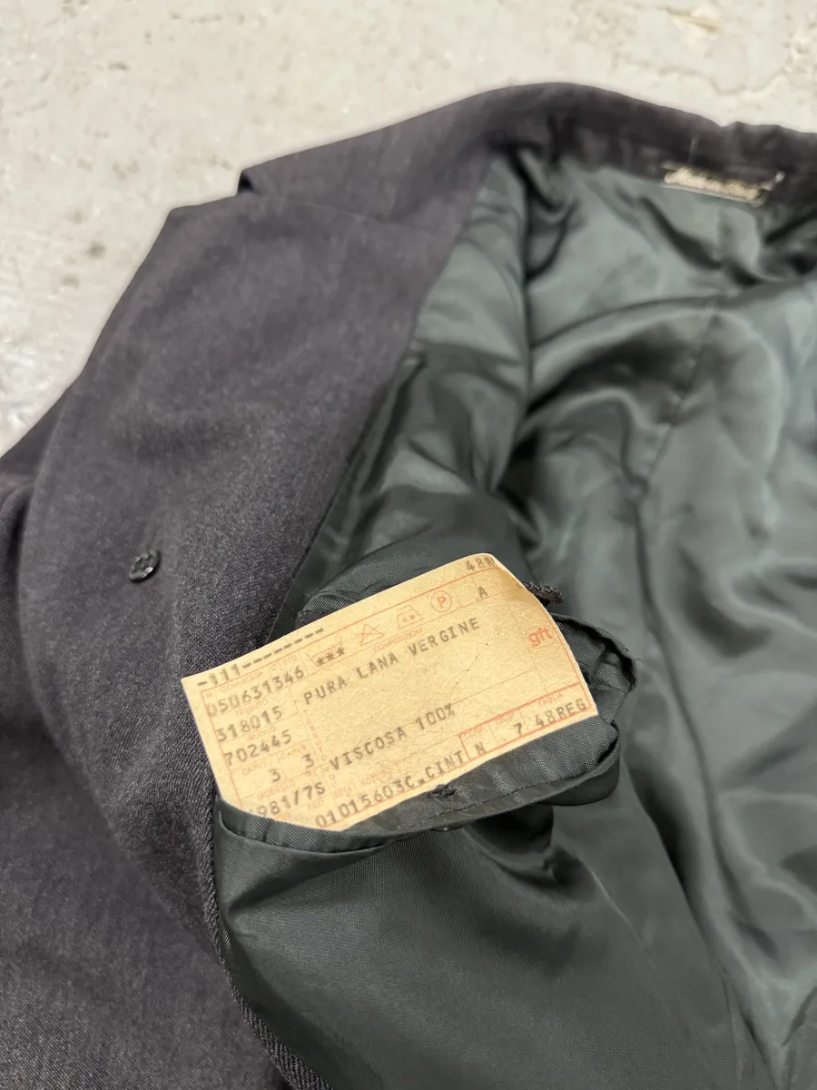 1980s Emporio Armani Wool Grey Belted Trench Coat - Image 7