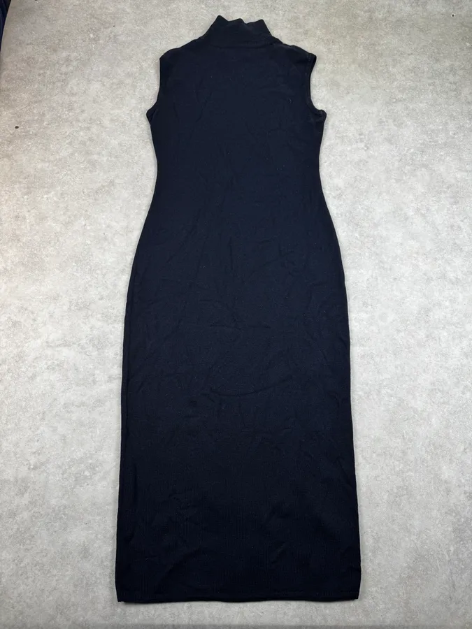 1980s Gianni Versace Navy Classy Wool Dress - Image 2