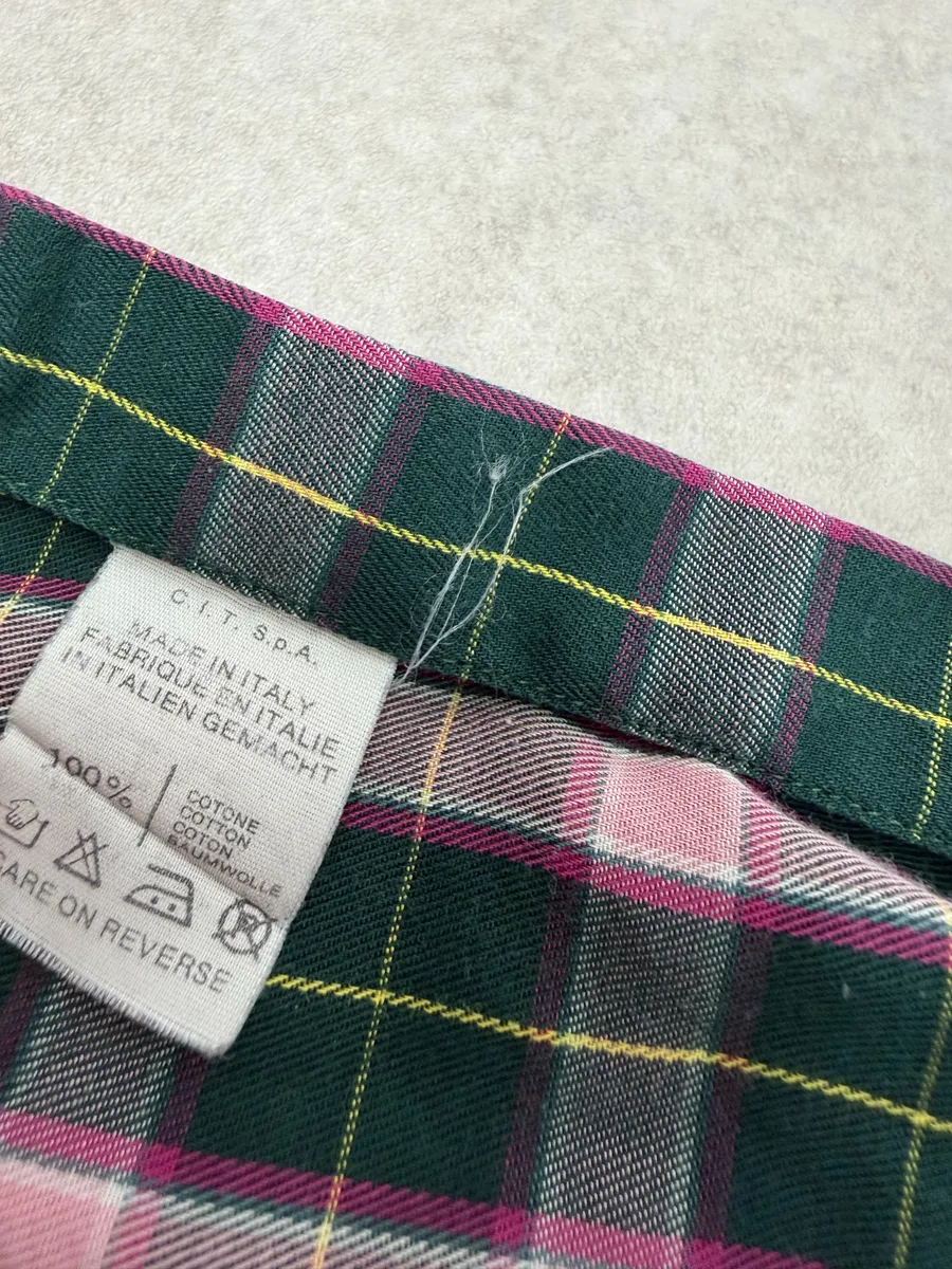 1980s Giorgio Armani Green & Pink Checkered Shirt - Image 8