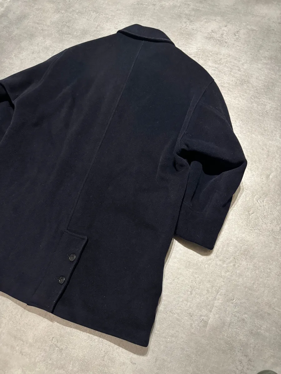 1980s Giorgio Armani Navy Wool Premium Coat - Image 6