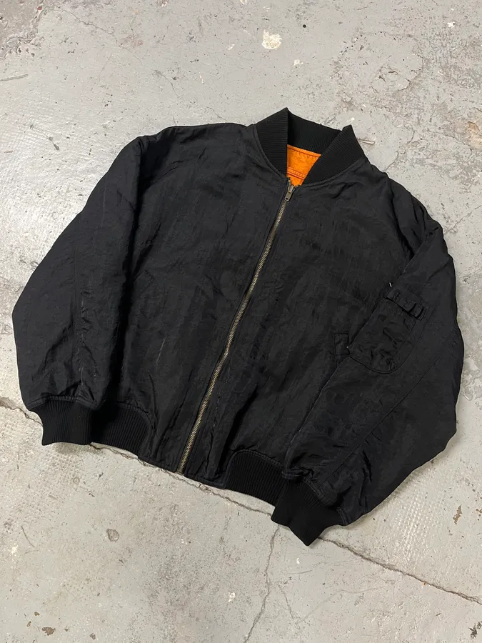1980s Kansai Yamamoto Black & Orange Reversible Bomber Jacket - Image 5