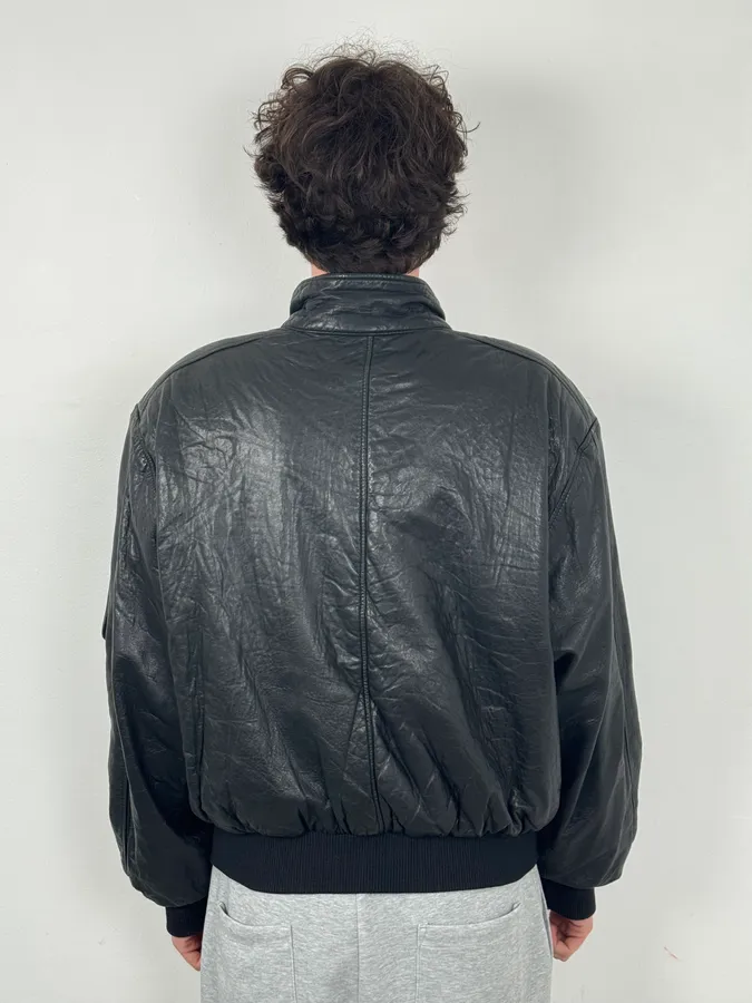 1980s Marithé + François Girbaud Black  Reversible Leather Bomber Jacket - Image 6