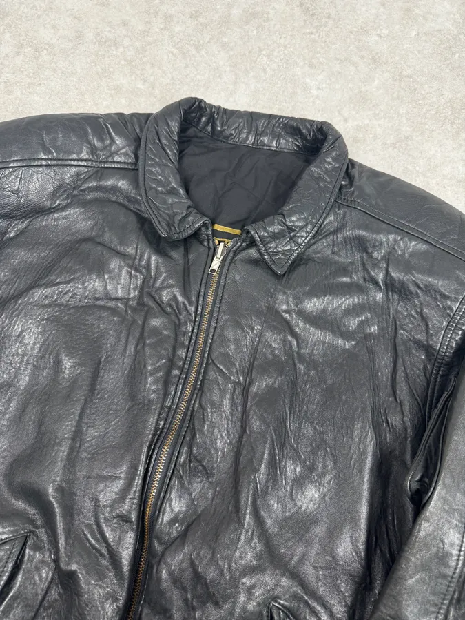 1980s Marithé + François Girbaud Black  Reversible Leather Bomber Jacket - Image 9