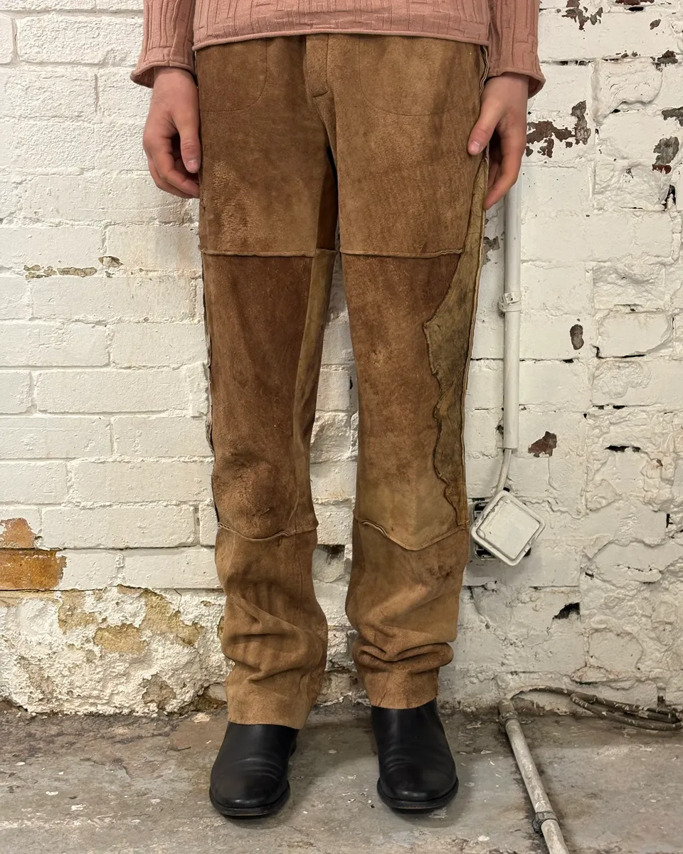 1980s Roberto Cavalli Brown Patchwork Leather Pants - Image 2
