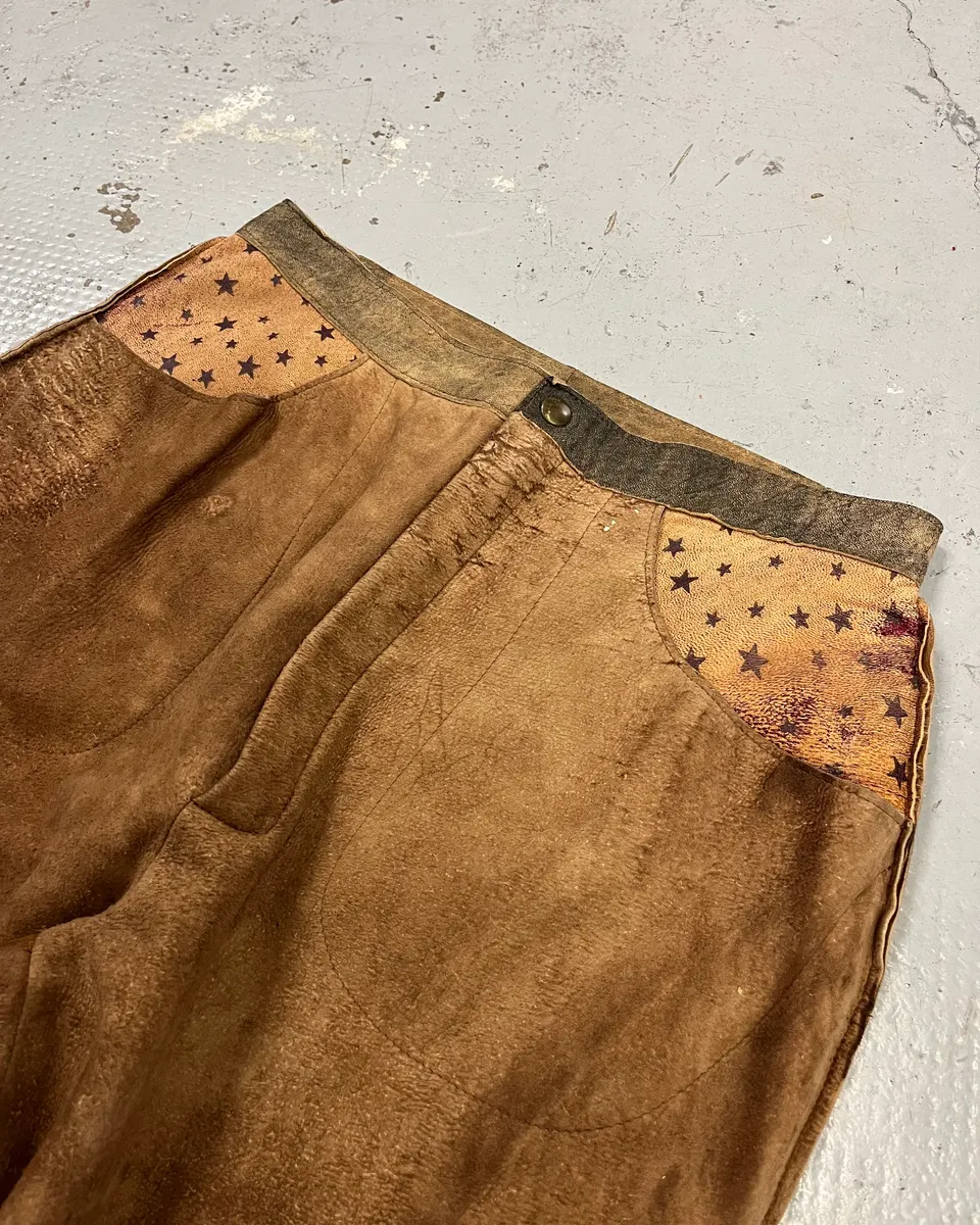 1980s Roberto Cavalli Brown Patchwork Leather Pants - Image 6