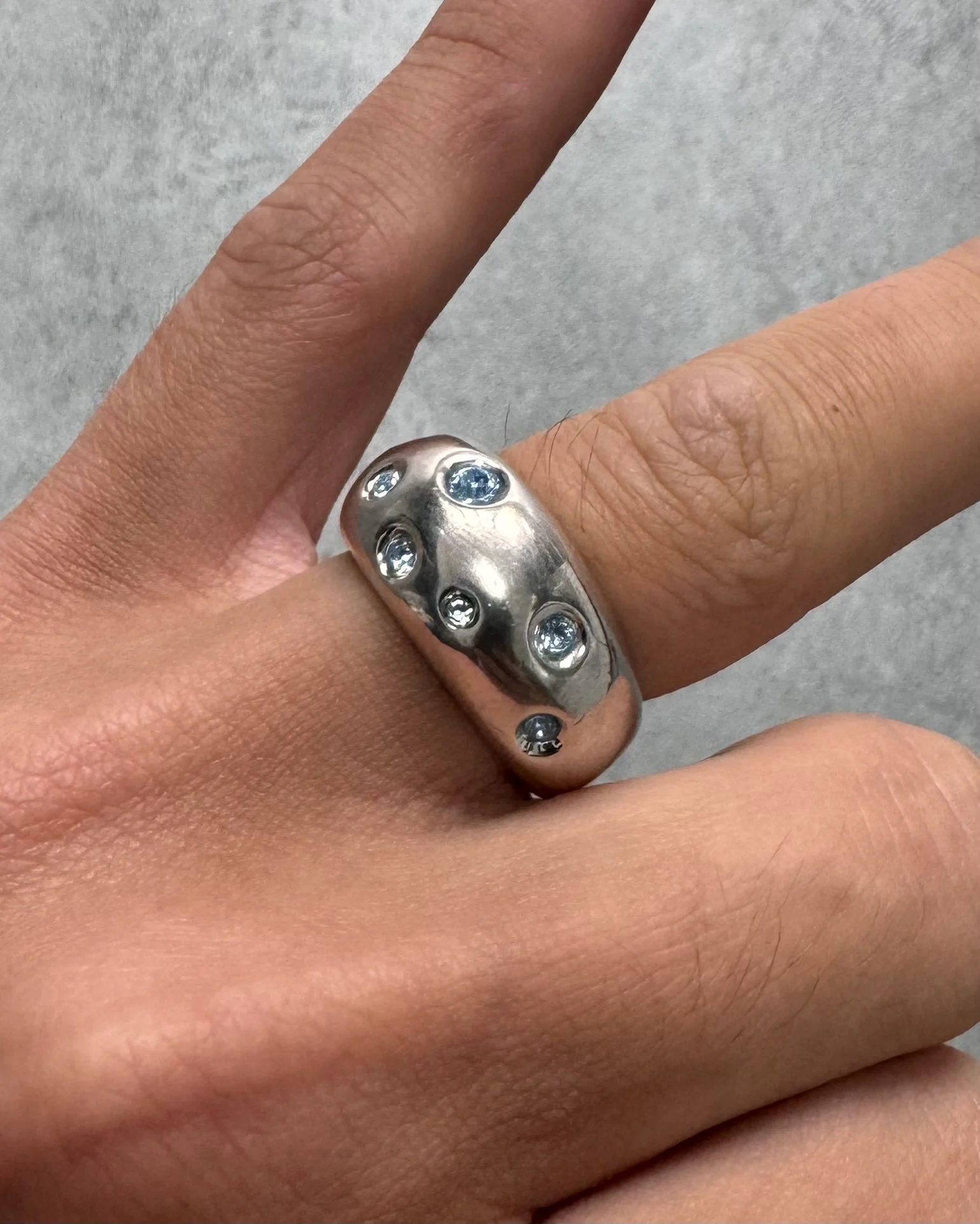 1980s Yves Saint Laurent Blue Gemstone Sterling Silver Ring - Image 2
