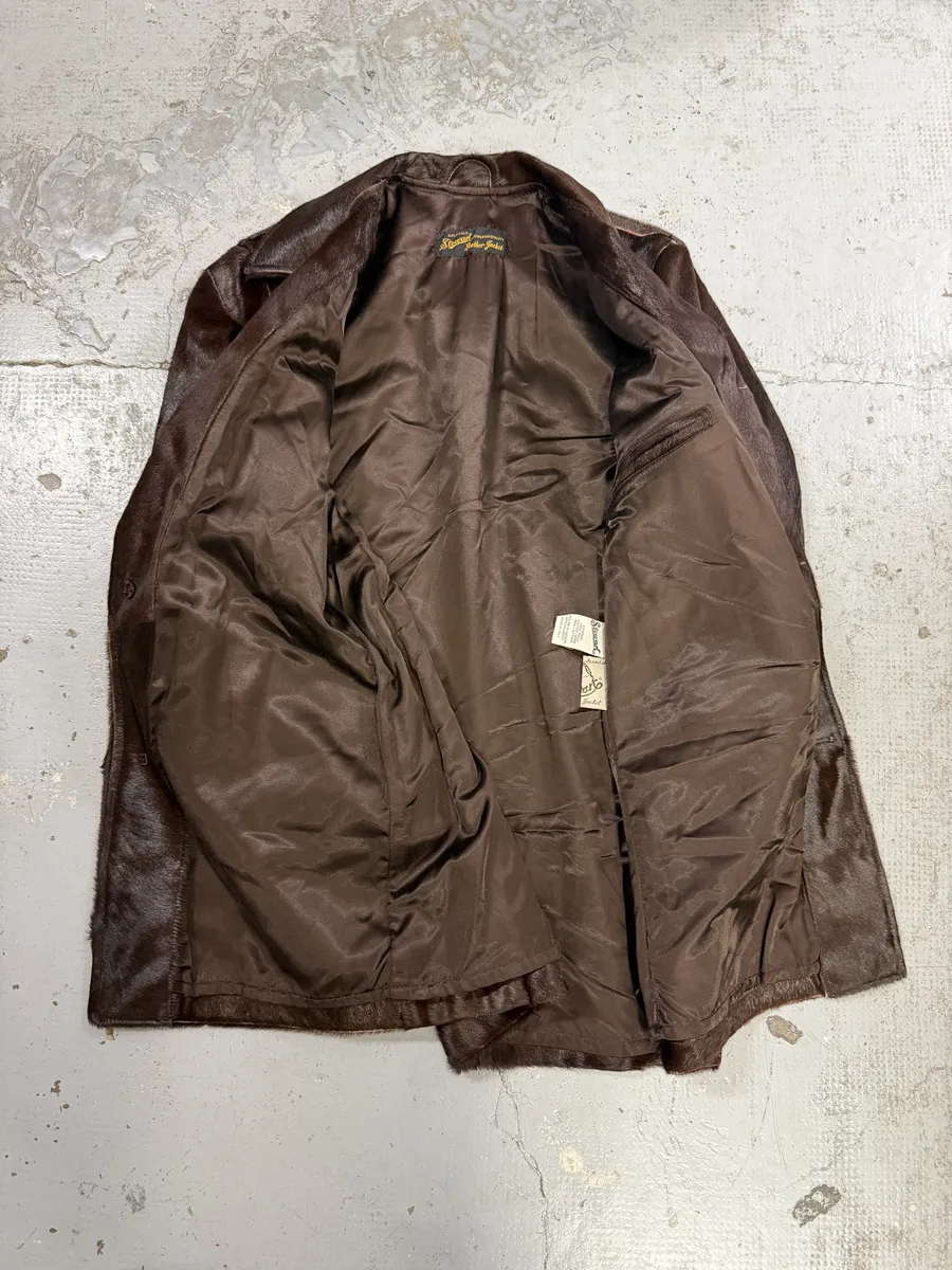 1990s Archive Brown Pony Hair Leather Long Coat - Image 6