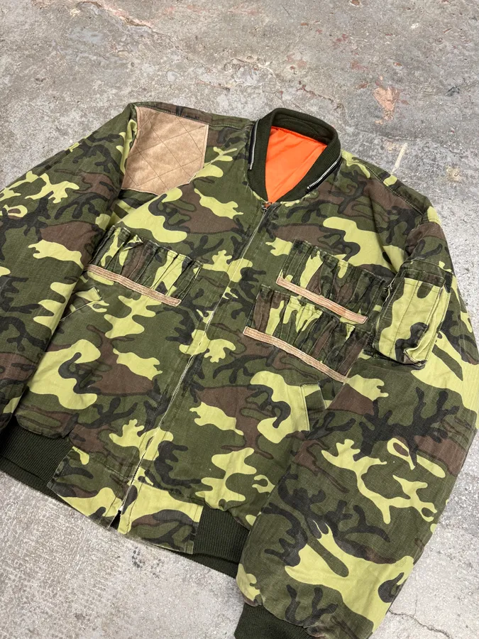1990s Archive Hunting Reversible Orange Camouflage Bomber Jacket - Image 6