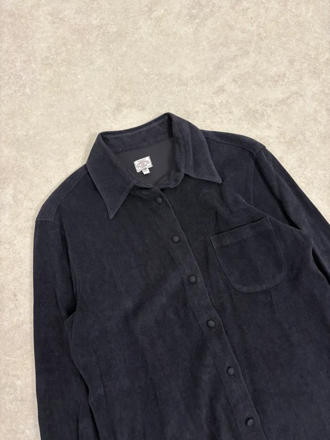 1990s Armani Alcantara Navy Dark Shirt - Image 5