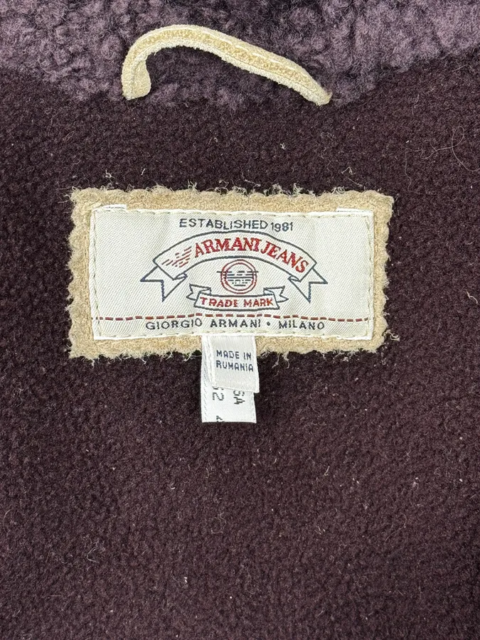 1990s Armani Beige Shearling Leather Jacket - Image 12