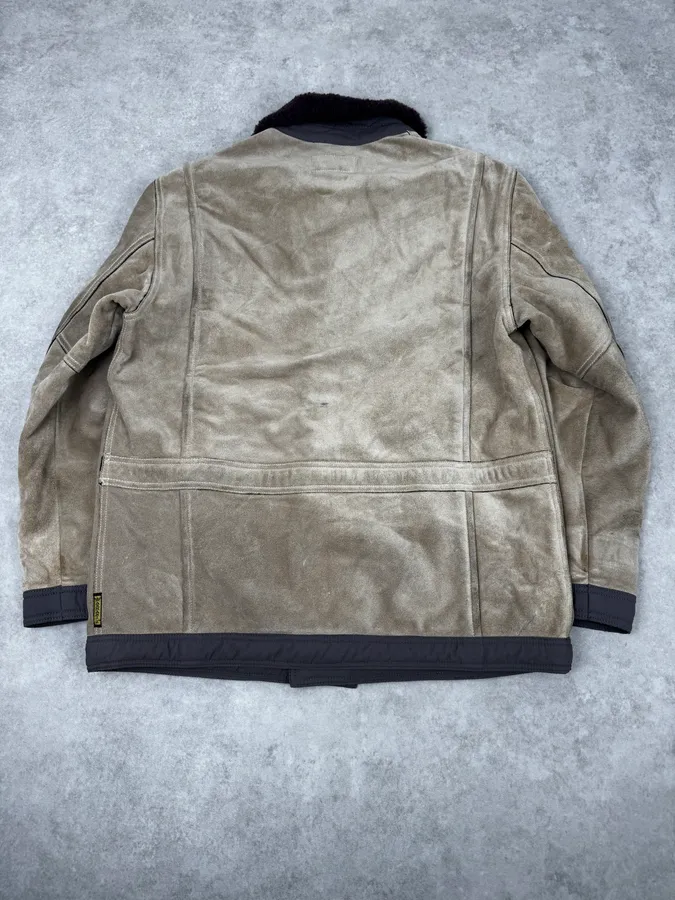 1990s Armani Beige Shearling Leather Jacket - Image 4