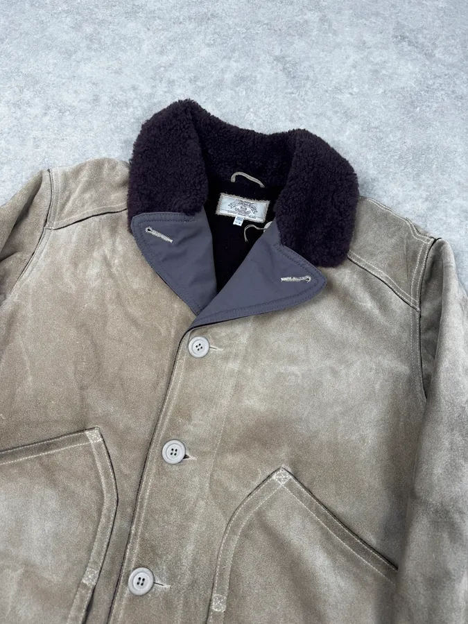 1990s Armani Beige Shearling Leather Jacket - Image 5