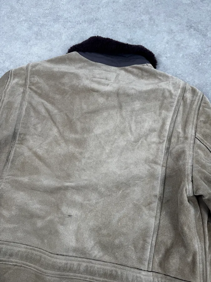 1990s Armani Beige Shearling Leather Jacket - Image 7