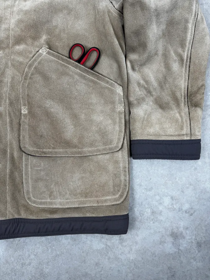 1990s Armani Beige Shearling Leather Jacket - Image 9