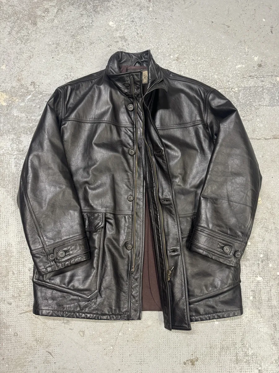 1990s Armani Black Imperial Premium Leather Jacket - Image 2