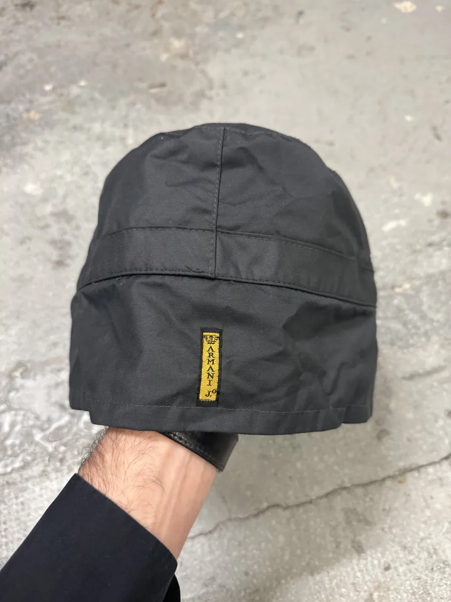 1990s Armani Black Military Contemporary Hat - Image 6