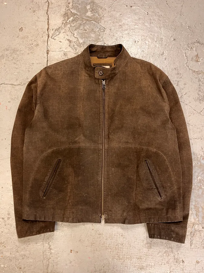 1990s Armani Brown Light Leather Classy Jacket - Image 4