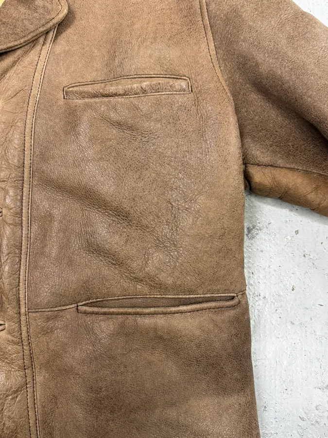 1990s Armani Brown Shearling Aviator Bomber Jacket - Image 10