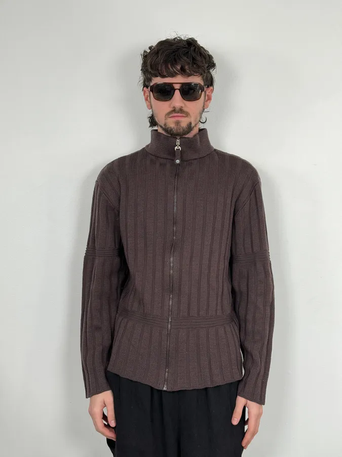 1990s Armani Brown Wool Zip-up Jacket