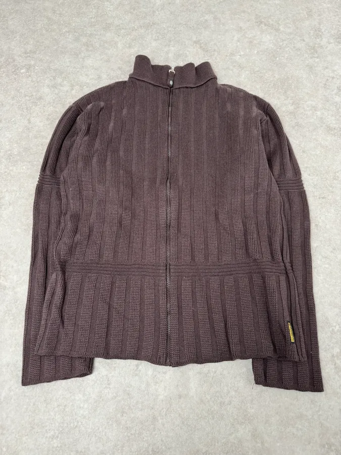 1990s Armani Brown Wool Zip-up Jacket - Image 2