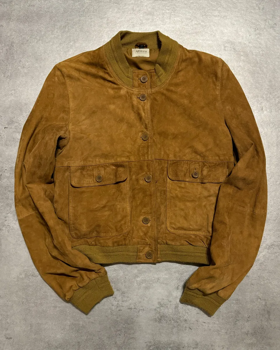 1990s Armani Collezioni Camel Leather Jacket