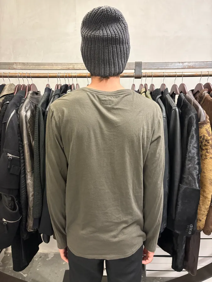 1990s Armani Dark Kaki V Neck Obscure Longsleeves - Image 3