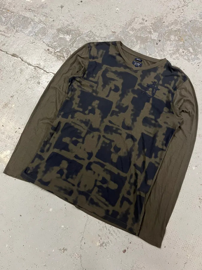 1990s Armani Dark Kaki V Neck Obscure Longsleeves - Image 4