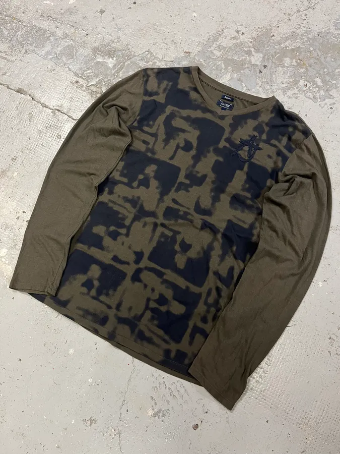 1990s Armani Dark Kaki V Neck Obscure Longsleeves - Image 5