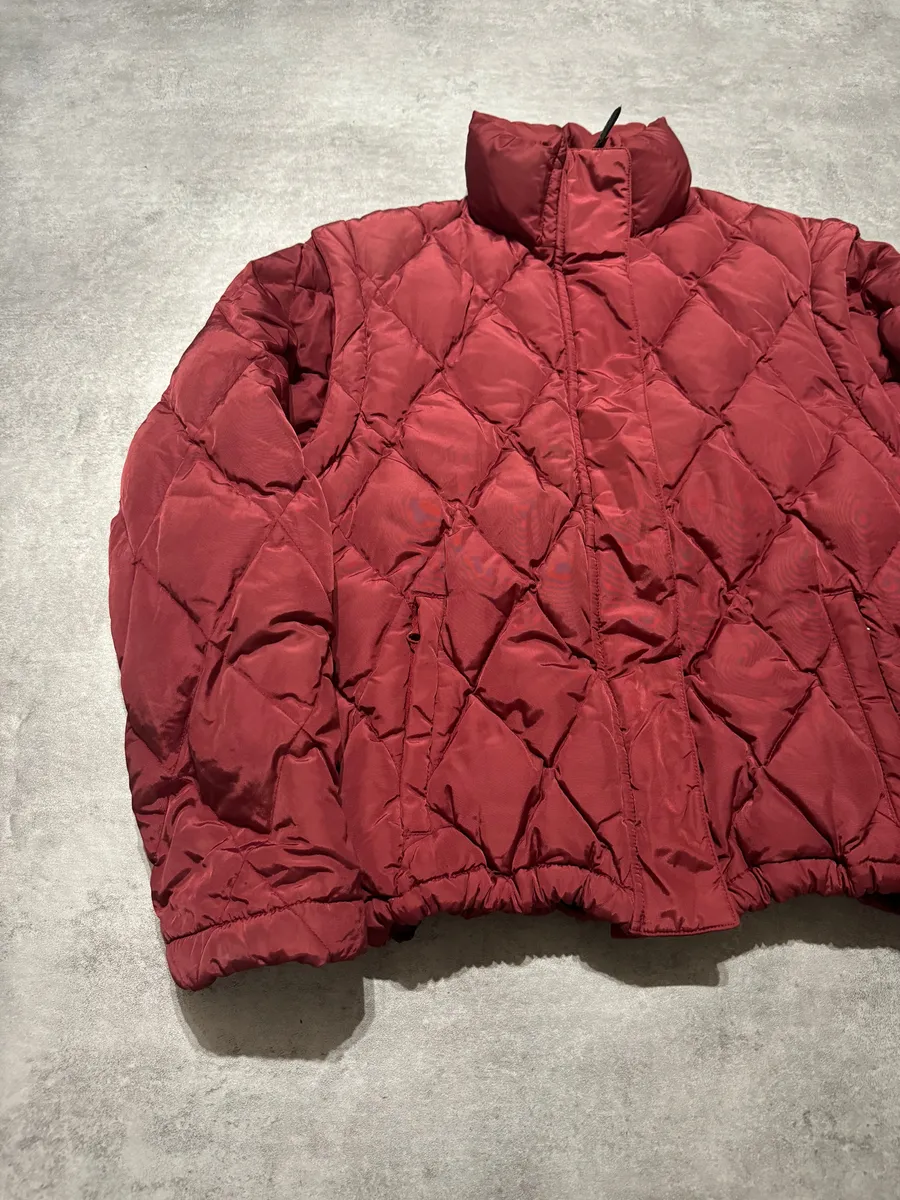1990s Armani Detachable Arms Light Red Puffer Jacket - Image 10