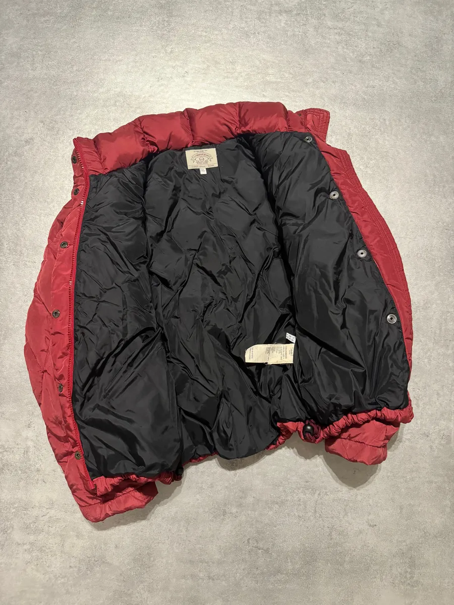 1990s Armani Detachable Arms Light Red Puffer Jacket - Image 6