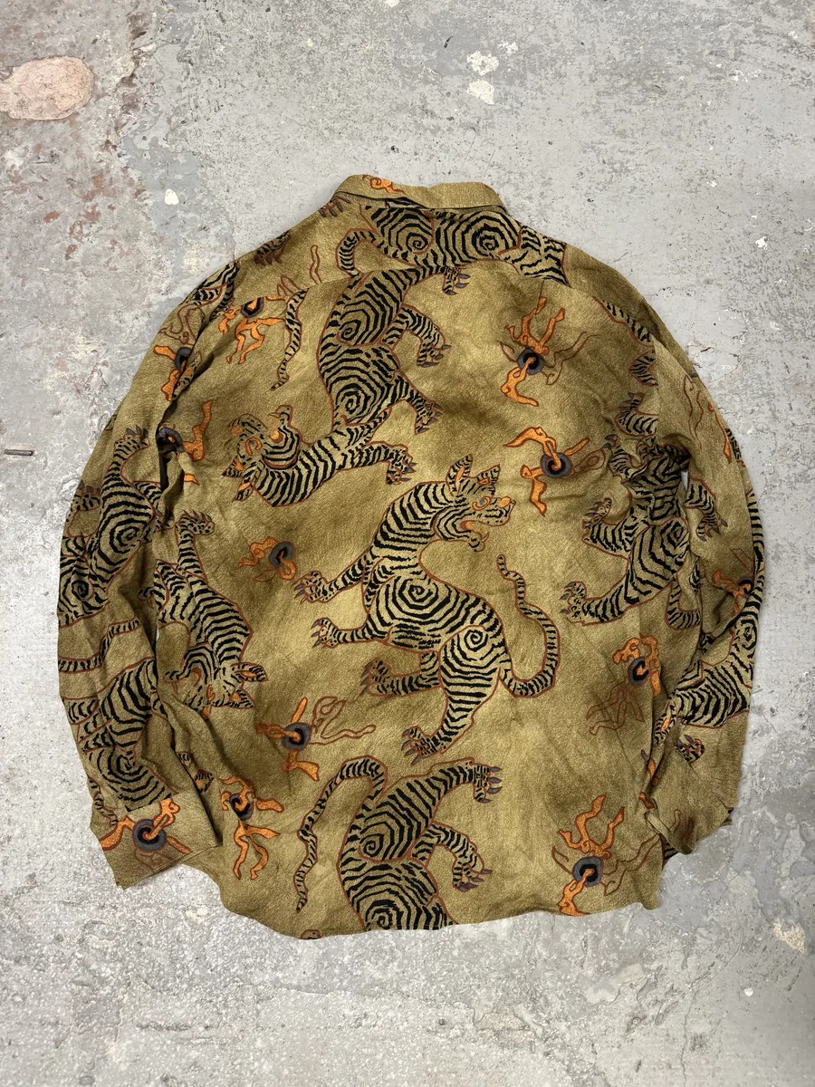 1990s Armani Dream Tiger Camel Shirt - Image 2