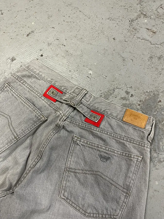 1990s Armani Grey Large Denim Jeans - Image 10