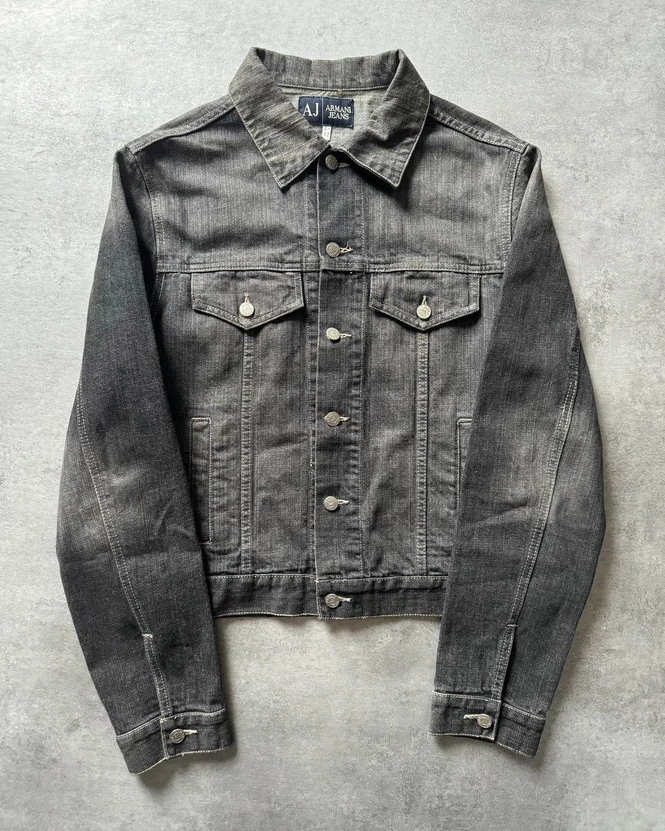 1990s Armani Grey Washed Denim Jacket