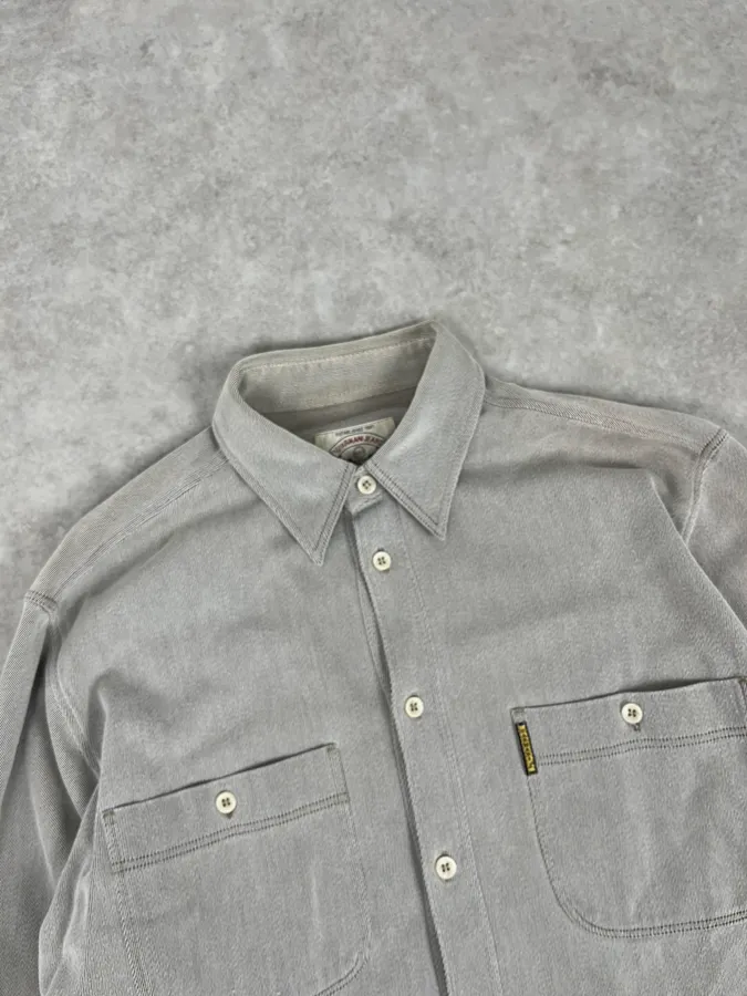 1990s Armani Khaki Grey Shirt - Image 4