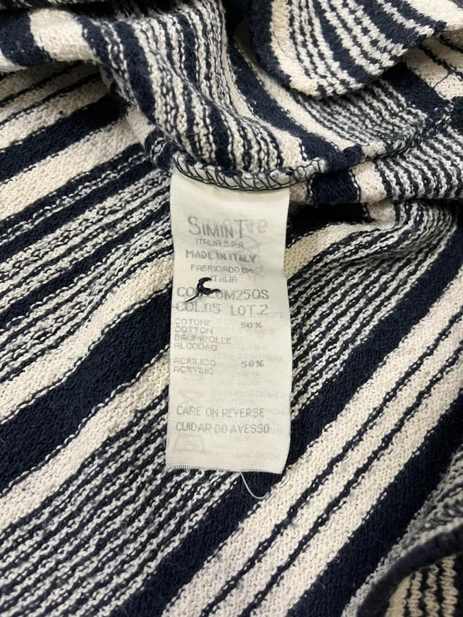 1990s Armani Navy & White Striped Shirt - Image 10