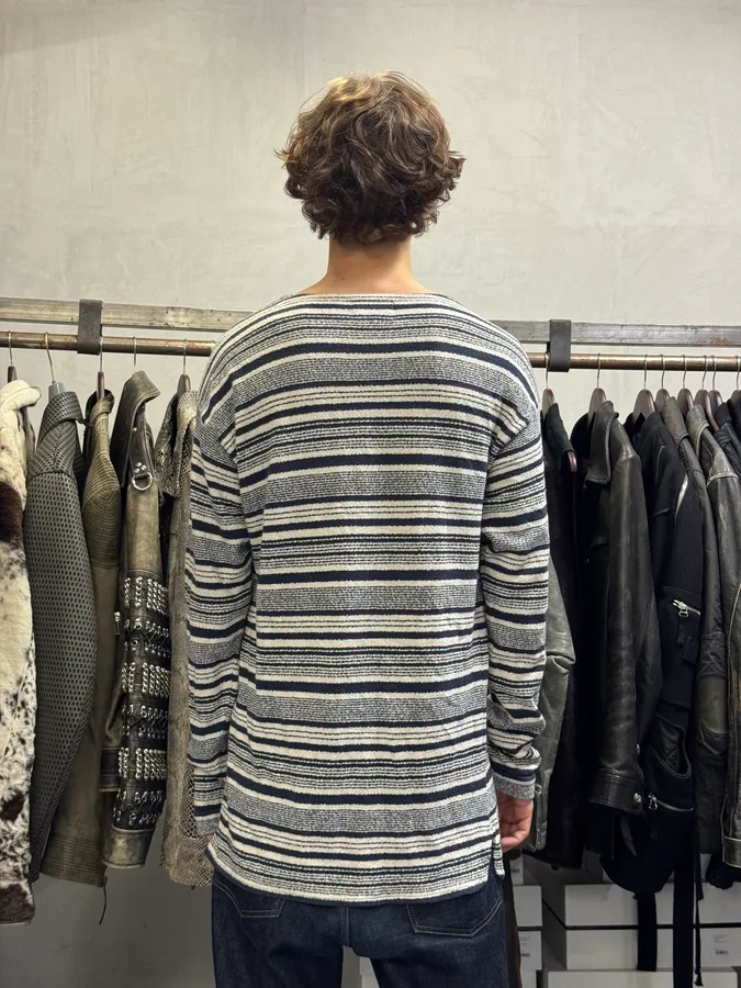 1990s Armani Navy & White Striped Shirt - Image 3