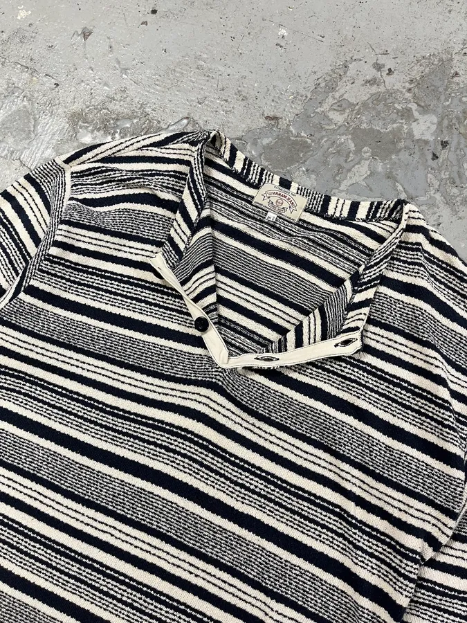 1990s Armani Navy & White Striped Shirt - Image 5