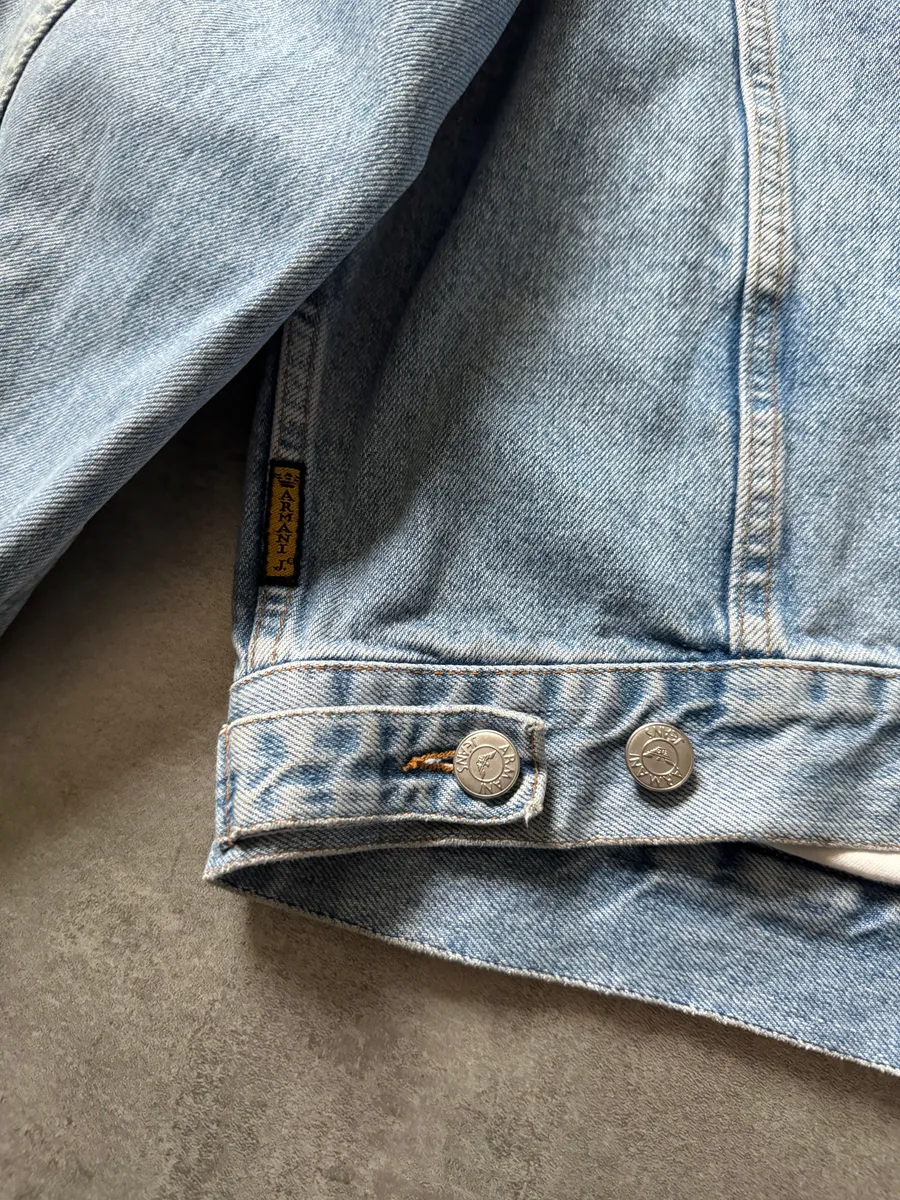 1990s Armani Relaxed Denim Worker Jacket - Image 8