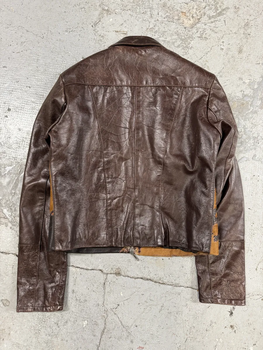 1990s Artisanal Italian Pony Hair Brown Leather Jacket - Image 2