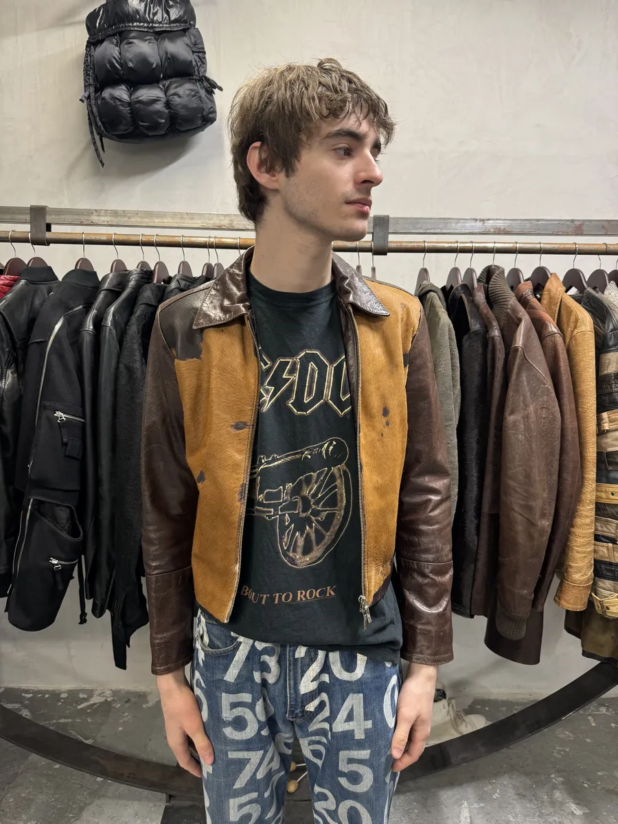 1990s Artisanal Italian Pony Hair Brown Leather Jacket - Image 3