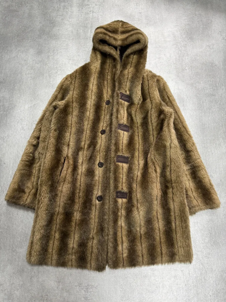 1990s Balmain Faux Fur Brown Reversible Jacket - Image 2