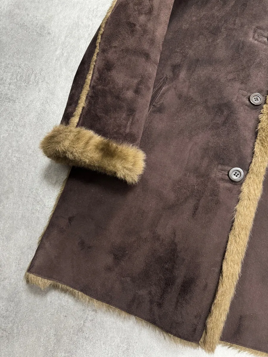 1990s Balmain Faux Fur Brown Reversible Jacket - Image 3