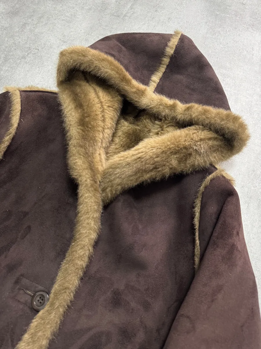 1990s Balmain Faux Fur Brown Reversible Jacket - Image 4