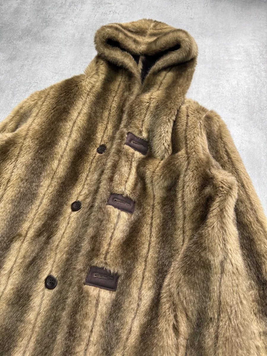 1990s Balmain Faux Fur Brown Reversible Jacket - Image 5