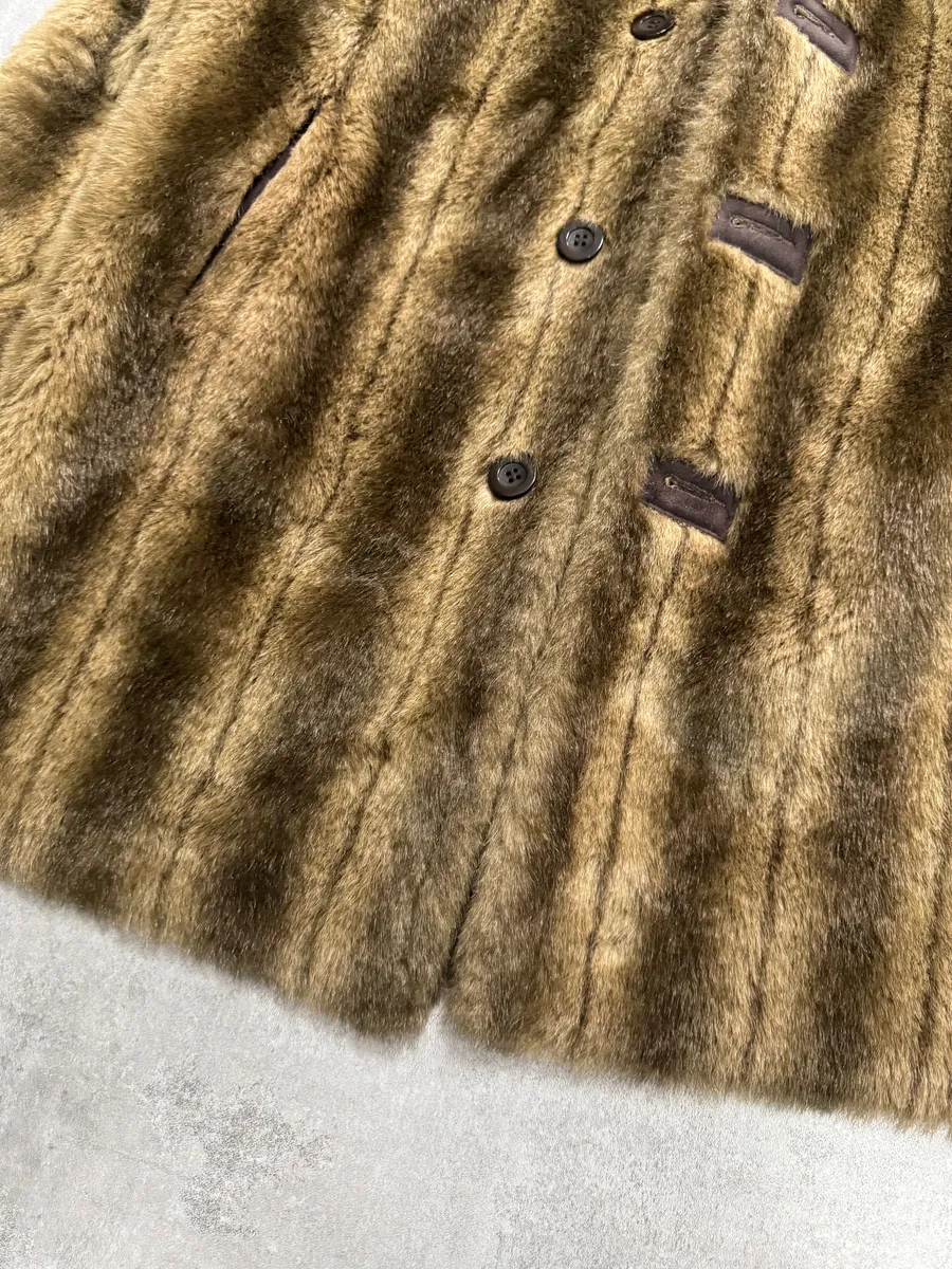 1990s Balmain Faux Fur Brown Reversible Jacket - Image 6